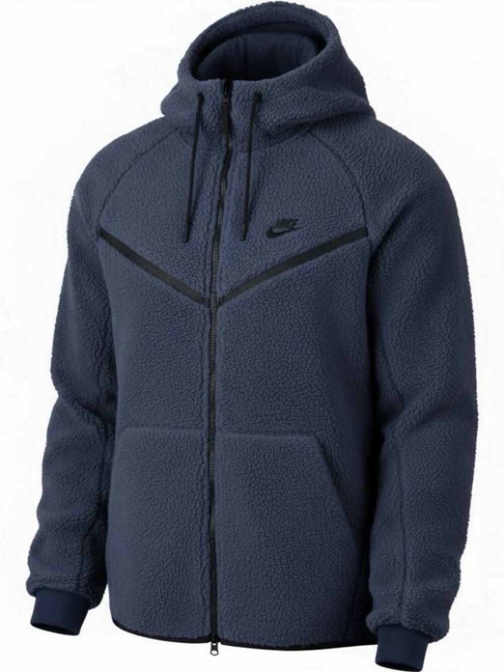 Nike Mens L Full Zip Sherpa Jacket Blue Fleece AQ2767-451 Windrunner Coat Hoodie